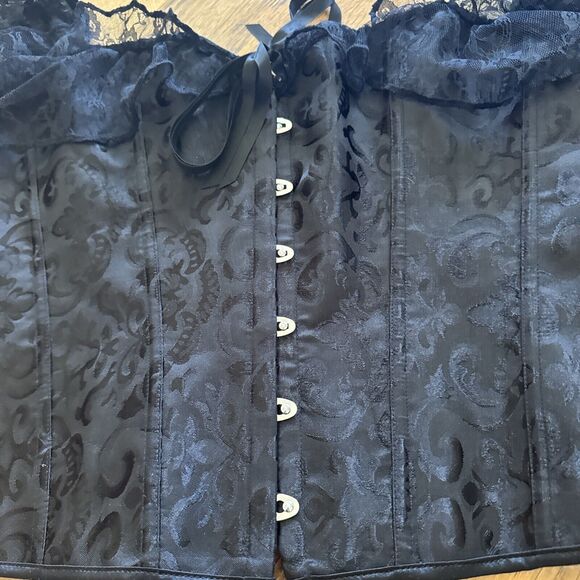 Lace Up Clip Up Sexy Black Corsett‎ Lace Off Shoulder Size 3XL Body Shaper - Picture 3 of 5